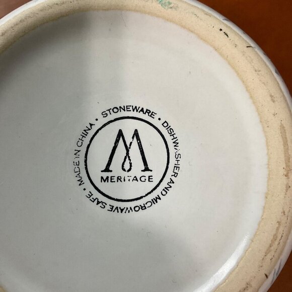 Meritage Mug Oversized Gray Ivory Ombré Abstract Stoneware Coffee Tea Soup 4"x4" - Picture 4 of 8